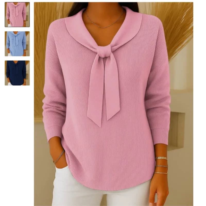 2025 Nuovo Autunno E Inverno Casual Pendolarismo Maglia da Donna Top Alla Moda di Colore Solido Collare della Bambola a maniche lunghe Pullover Allentato