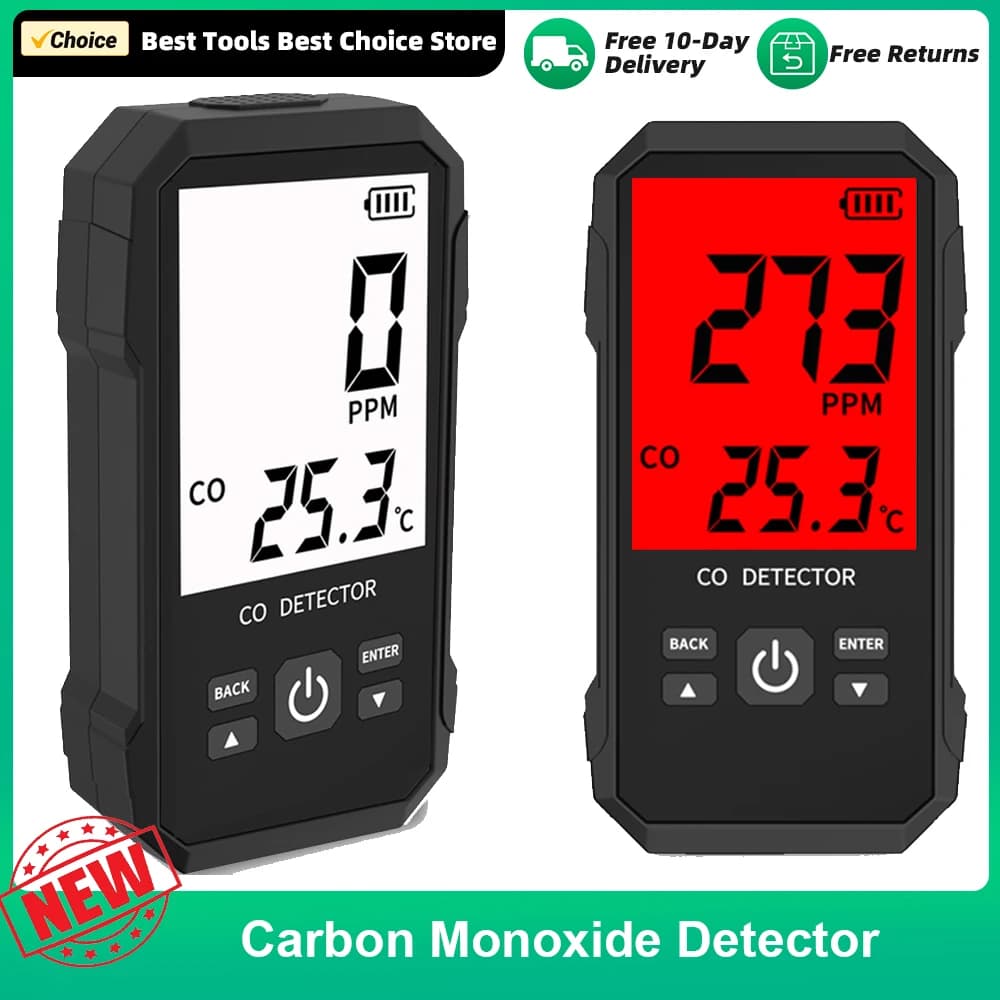 Rilevatore di monossido di carbonio portatile misuratore di concentrazione di ossido di carbonio portatile con allarme sonoro per Test di temperatura