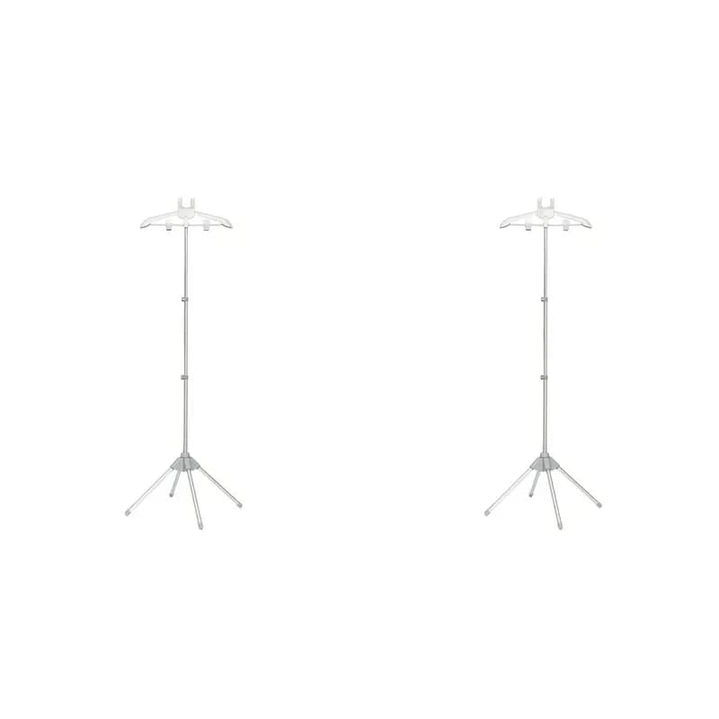 A25F-2X Display Stand Clothes Hanger Garment Foldable Tripod Steamer Rack Cloths Iron Hanging Stand Clothing Drying Rack Gray