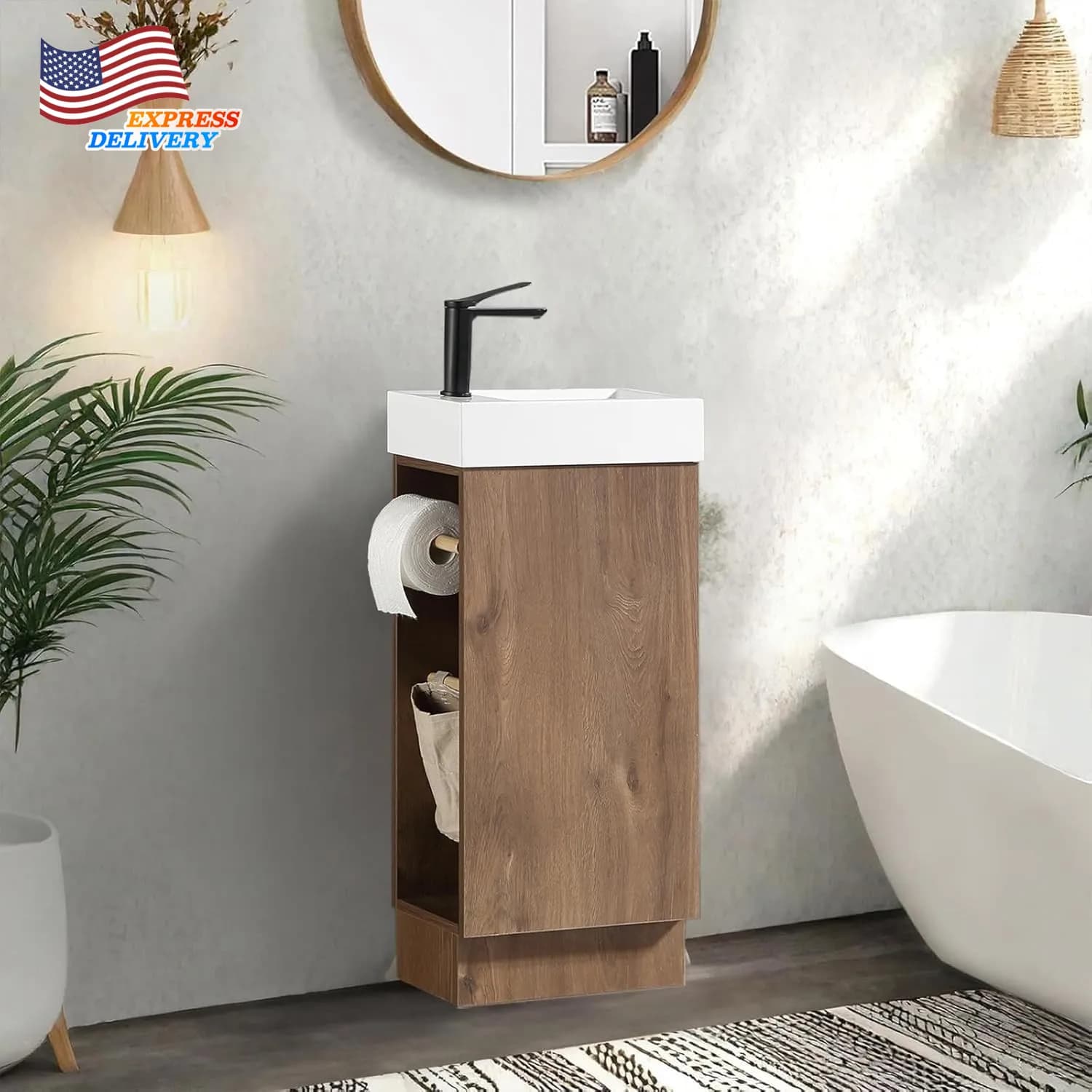 Bathroom Cabinet Compact 16 Poles with Washbasin, 2 Laptops and Pockets NEW