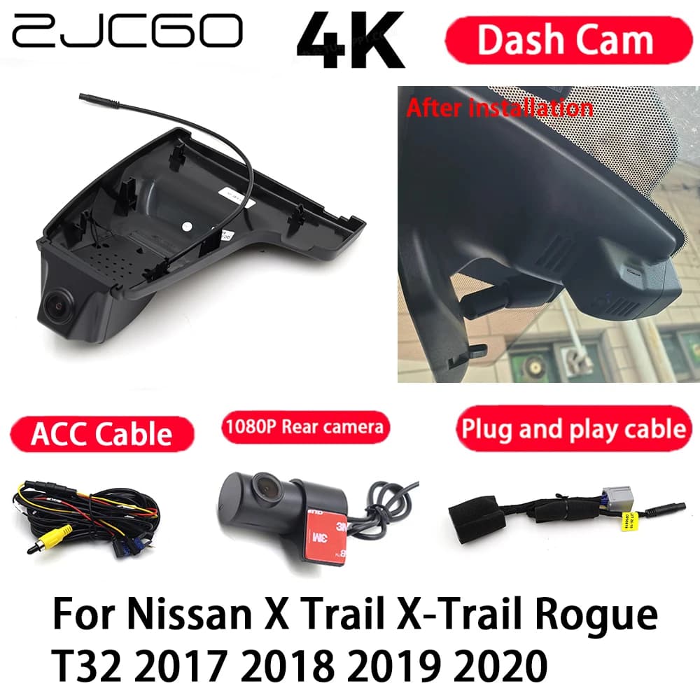4K Plug and Play Dash Cam Video Camera Night Vision for Nissan X Trail X-Trail Rogue T32 2017 2018 2020