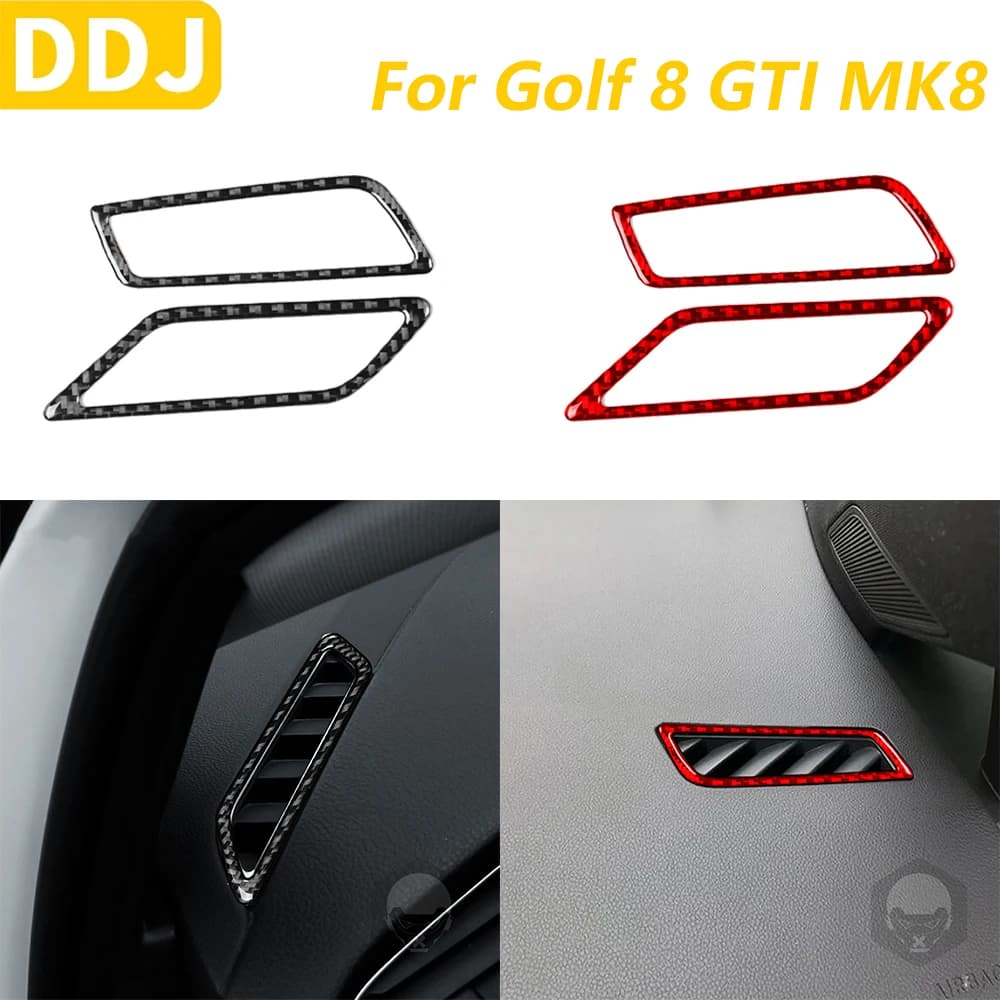 For Volkswagen Golf 8 GTI MK8 2021-2023 Real Carbon Fiber Dashboard Air Vent Exit Panel Trim Covering Accessories Auto Adhesive