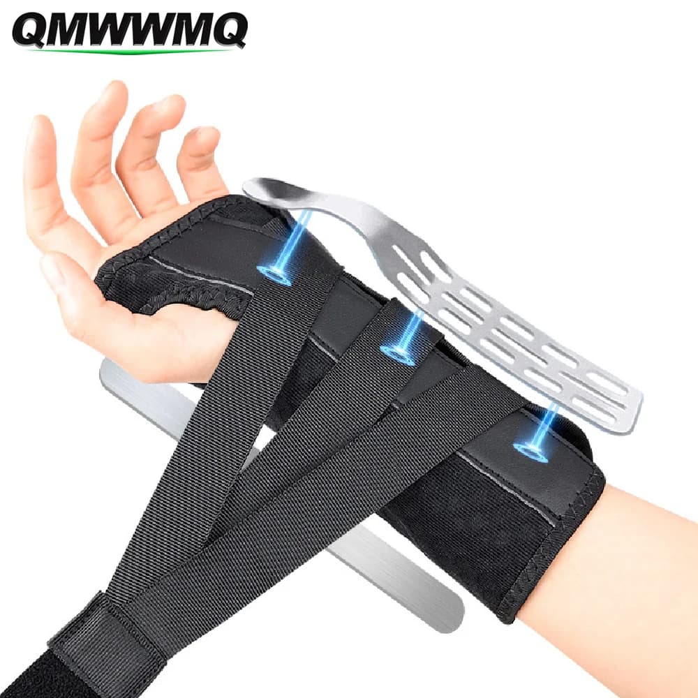 Supporto per Polso con 2 Stecche Metalliche, Stabilizzatore Regolabile per Tunnel Carpale, Tutore per Mano Senza Pressione sul Pollice, Sinistro e Destro