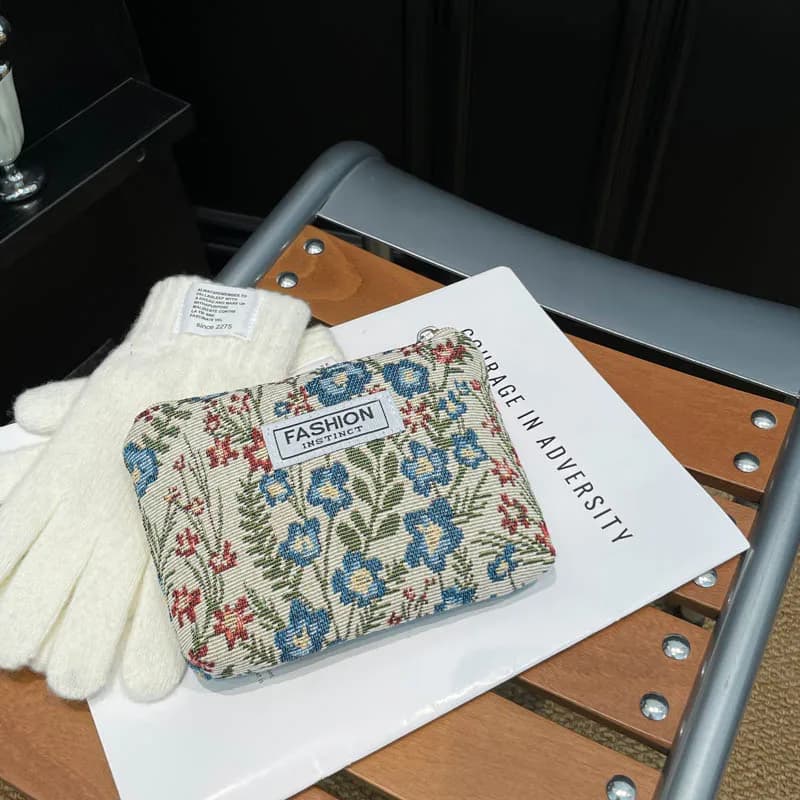 Women Floral Beauty Cosmetic Bag Makeup Case Organizer Korean Embroidery Canvas Travel Large Wash Toiletry Storage Bag Pouch