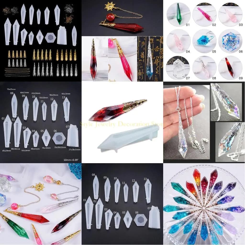 D46E 1 set Crystal epossidico resina a pendolo a pendolo a pendolo Silicone Stampo anche