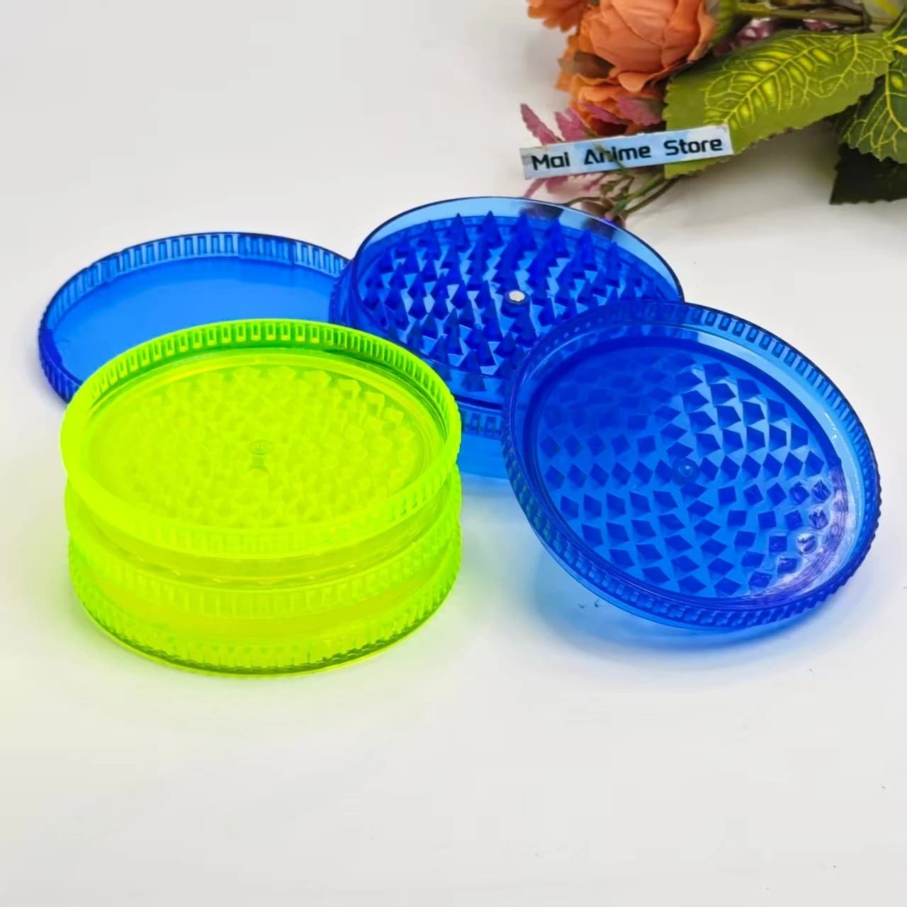 Smerigliatrice manuale per erbe colorate da 3,54 pollici, pepe, sale, malta, pestello in metallo, mulino per spezie a 4 strati, smerigliatrice per erba grezza, strumento per sigarette