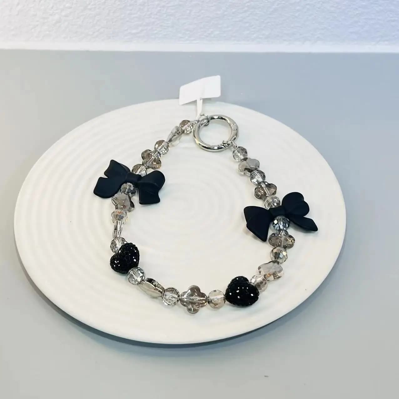 Catena per telefono con cordino anti-perdita serie Black Bow fai-da-te, catena corta per accessori di moda per borsa e chiave