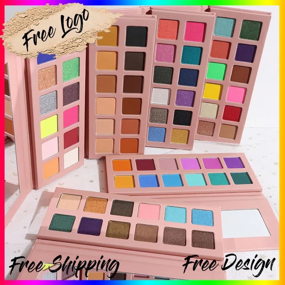 Private label Vegan 12 color palette of opaque glitter shades powder perlescent pigments for naked eyes set of cosmetic makeup palette