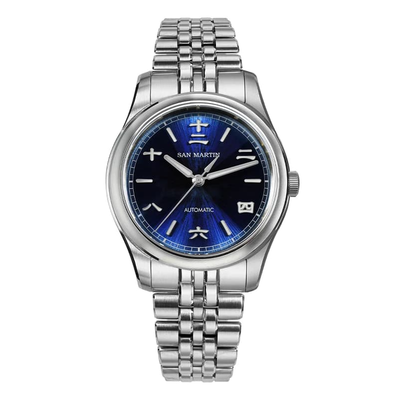 San Martin Orologio automatico da uomo Orologio da polso meccanico Sunburst JianZhan Quadrante 10Bar Impermeabile Specchio zaffiro luminoso Miyota90S5