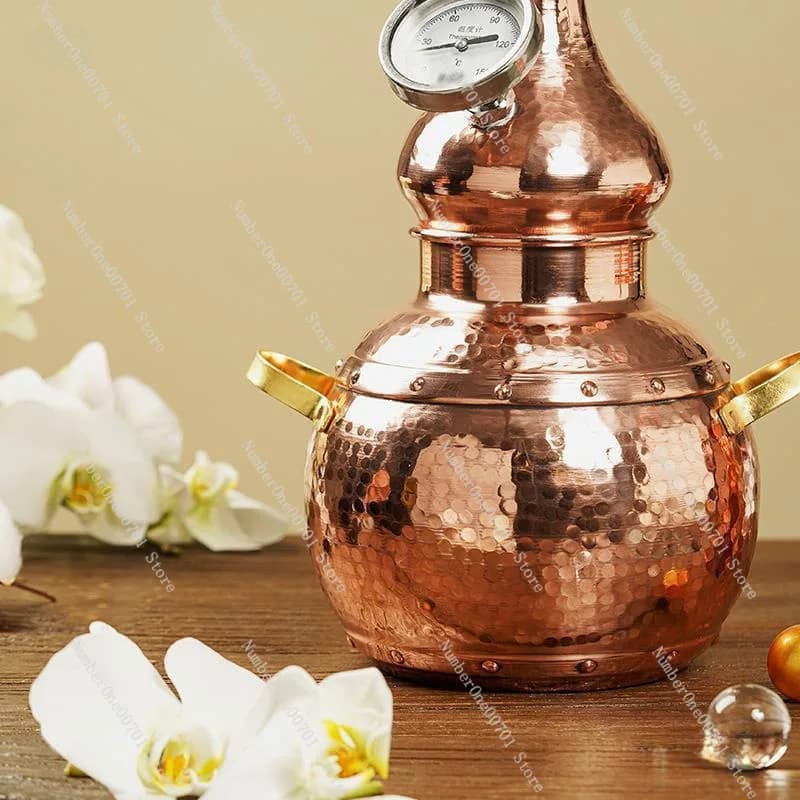 Distillatore Domestico Piccolo per Distillazione di Liquori Puri, Estrattore di Oli Essenziali, Metodo Antico, Distillatore in Rame Puro per Vino