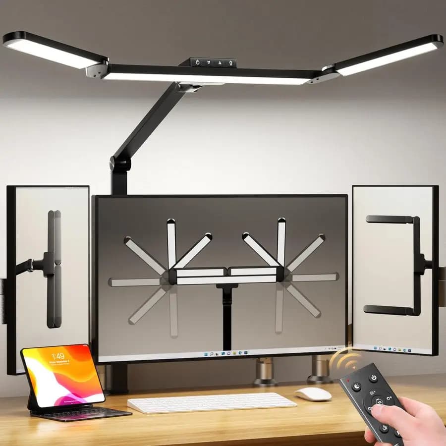 Lampada da scrivania con morsetto, lampada da scrivania per architetto per ufficio domestico con telecomando, lampada da scrivania ultraluminosa da 24 W con regolazione continua e gradino