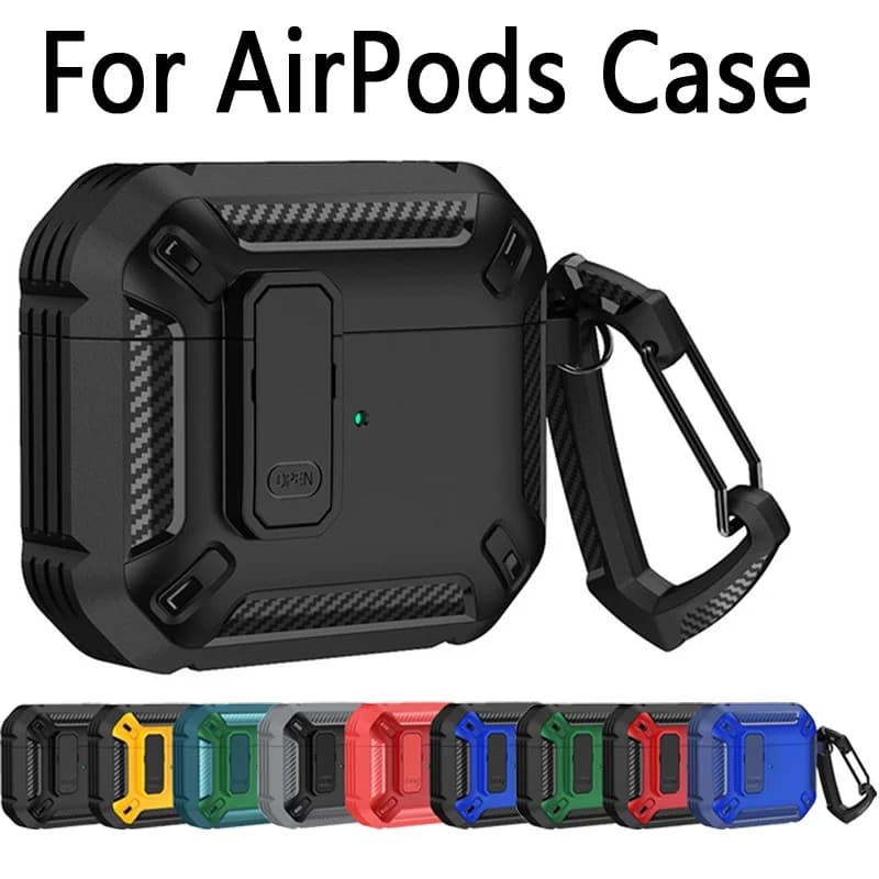 AirPods 3 2 1 Headphone Case with Safe Lock Accessory Bluetooth Headset Protective Case with Keychain for AirPods Pro 2 1