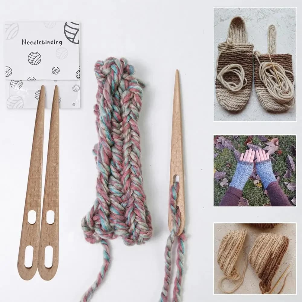 Large Eye Sewing Needles DIY Wooden Weaving Loom Tools Tapestry Darning Big Eye Yarn Knitting Needles Needlework Crafts