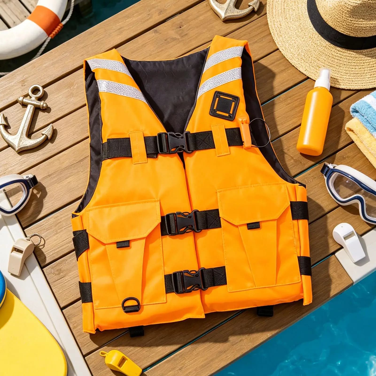 Life Vest with Whistle Pockets Swimming auxiliary vest Adults Scratch-resistant for surfing kayaking fishing water operations