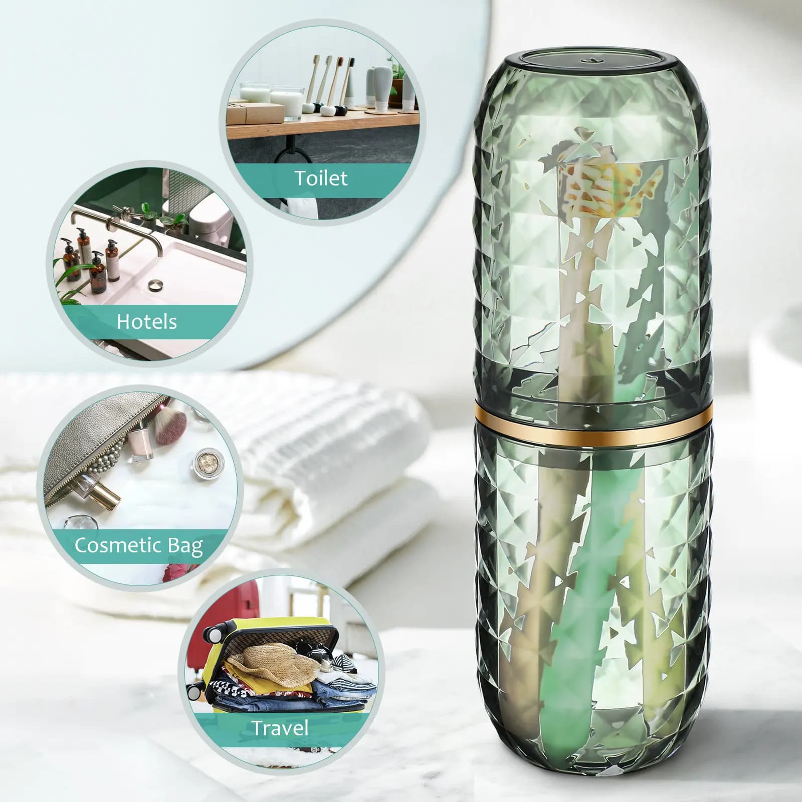 Travel Toothbrush Holder Lightweight Covered Toothbrush Case Reusable Toothpaste Storage Cup Mouthwash Cup Portable Organizer