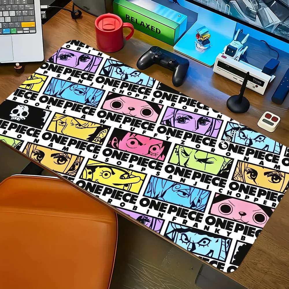 Tappetino per mouse in stile manga anime O-One P-Piece, grande, antiscivolo, con bordi cuciti, per computer desktop, tastiera, ufficio, studenti