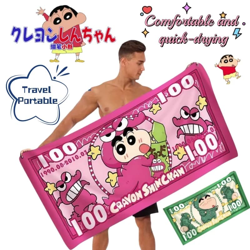 Crayon Shin-chan telo da bagno personalizzato creativo di alto valore cartone animato comodo asciugamano da spiaggia portatile da viaggio ad asciugatura rapida