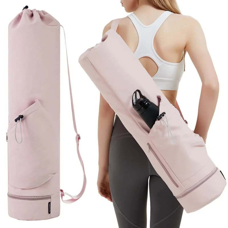 Yoga mat bag with pocket for bottle and wet garment compartment – Multifunctional bag with gym, pilates and fitness