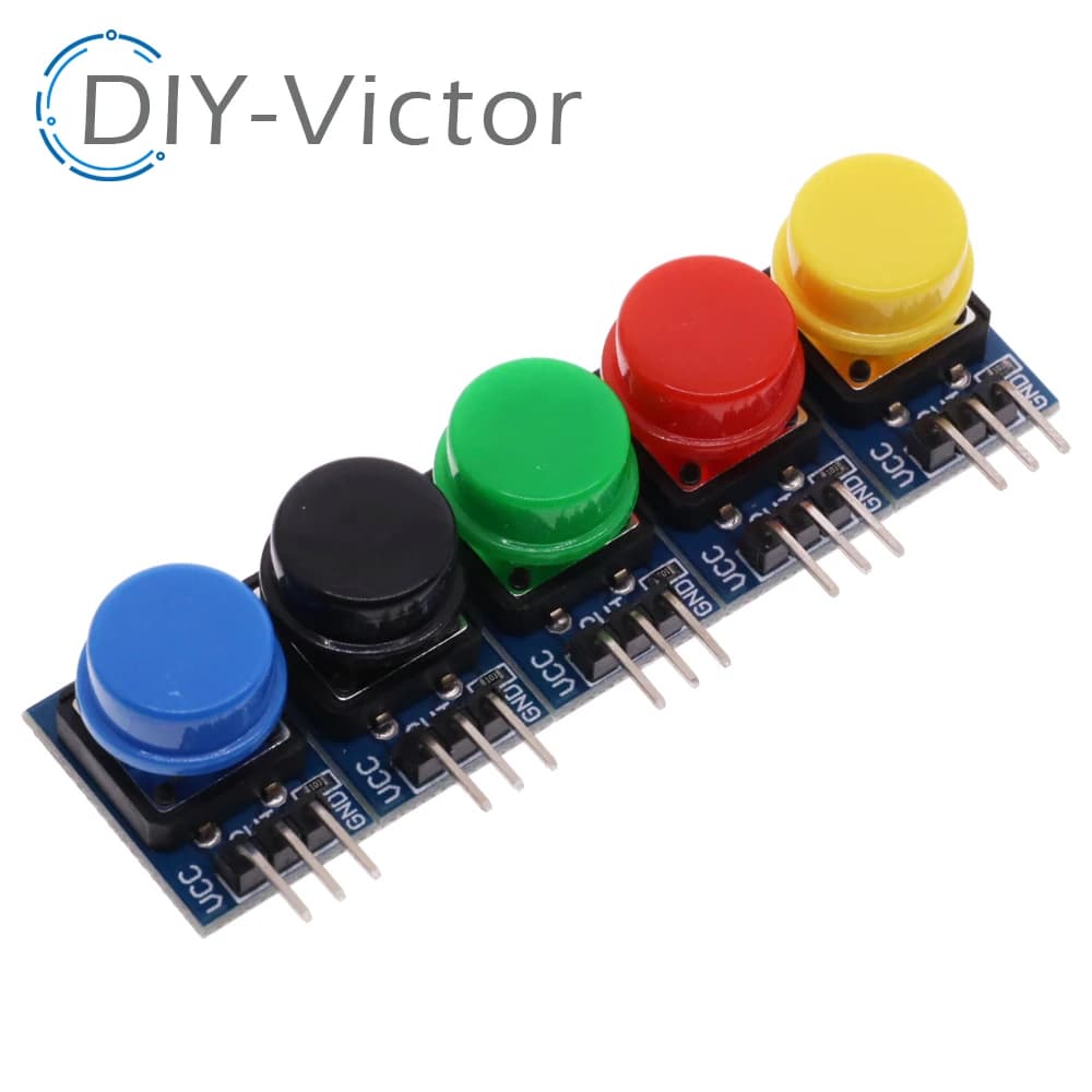 5 pz. Modulo Tasto Grande 12x12mm, Modulo Pulsante Grande, Modulo Interruttore a Tocco Leggero con Cappuccio, Uscita ad Alto Livello per Arduino o Raspberry Pi 3
