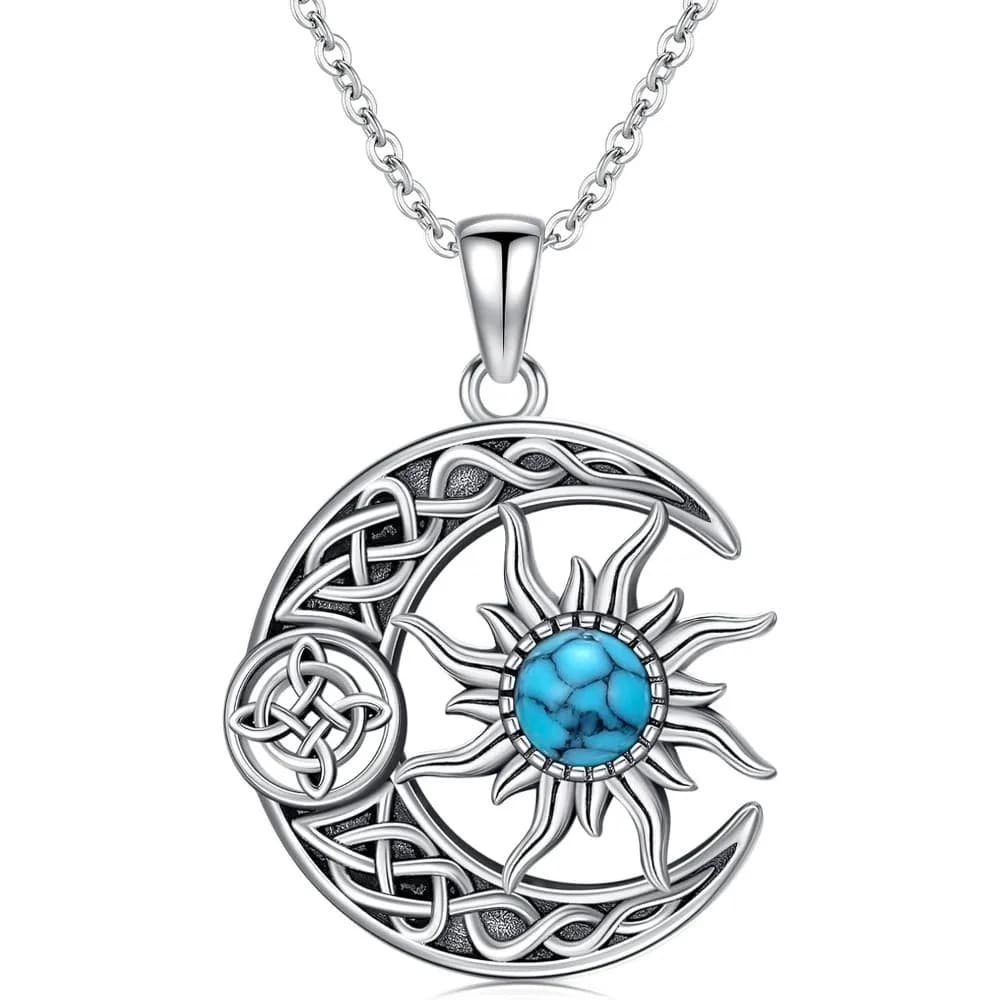 925 Sterling Silver Wiccan witch necklace with triple moon pentagram, pendant with pentacle, Wiccan pagan jewelry, witch gifts for women
