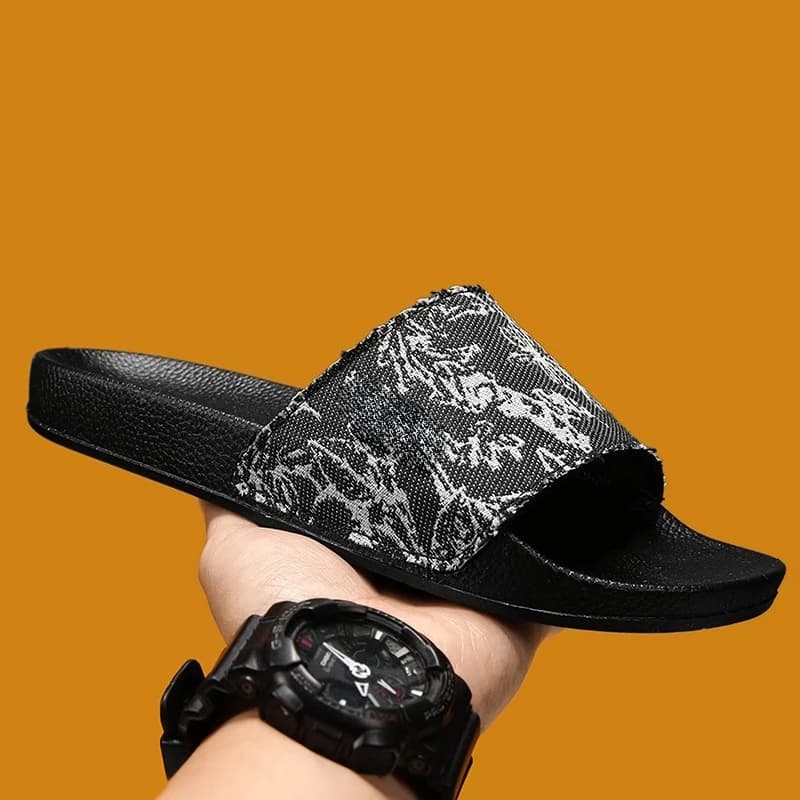 Men Outdoor Slides, Light Anti-slip Beach Slippers, Plus Size Casual One Strap Sandals