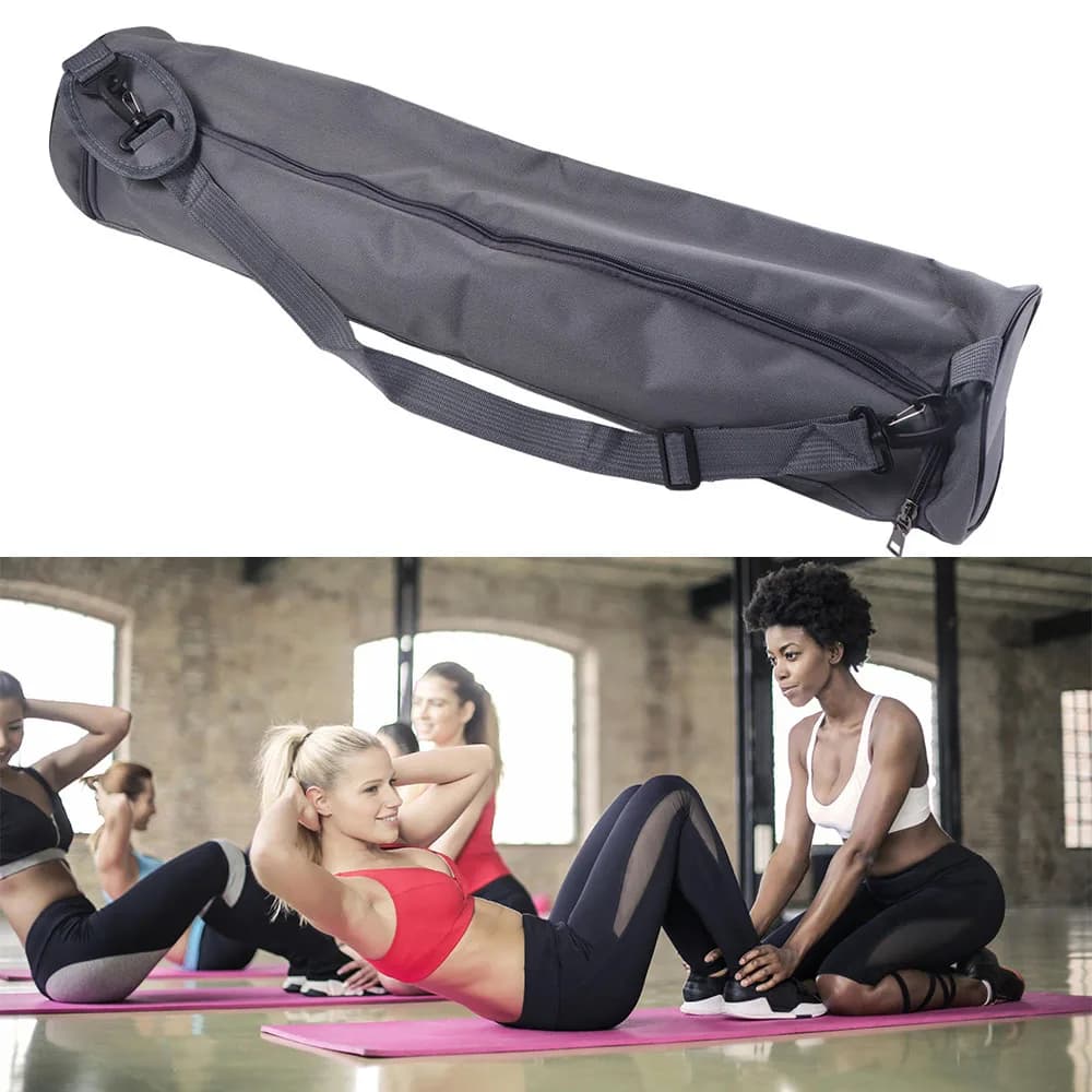 Portable Thickened Yoga Mat Bag Double Zipper Folding Pilates Mat Backpack Carrier Pouch Adjustable Strap Sports Pad Cover Dance