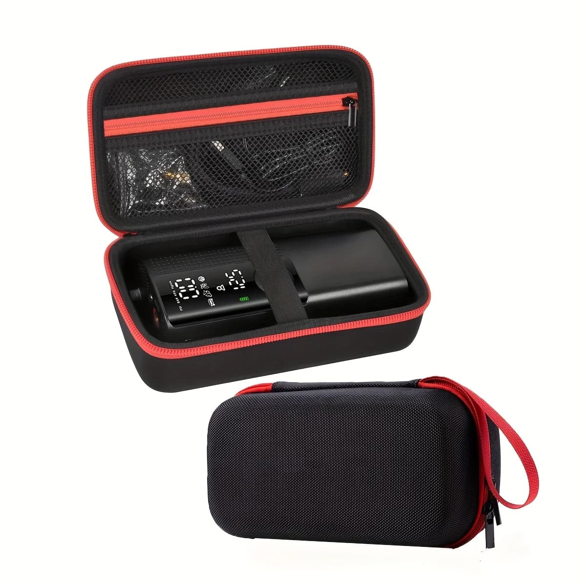 Scatola portaoggetti portatile per auto, adatta per pompa gonfiabile, compressore d'aria portatile, avviamento per auto, nera (solo custodia)