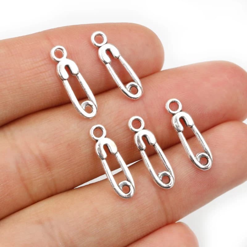 50pcs 19x6mm 16x5mm Paper Clip Handmade Charms Pendant Antique Silver Plated DIY Jewelry Making Accessories