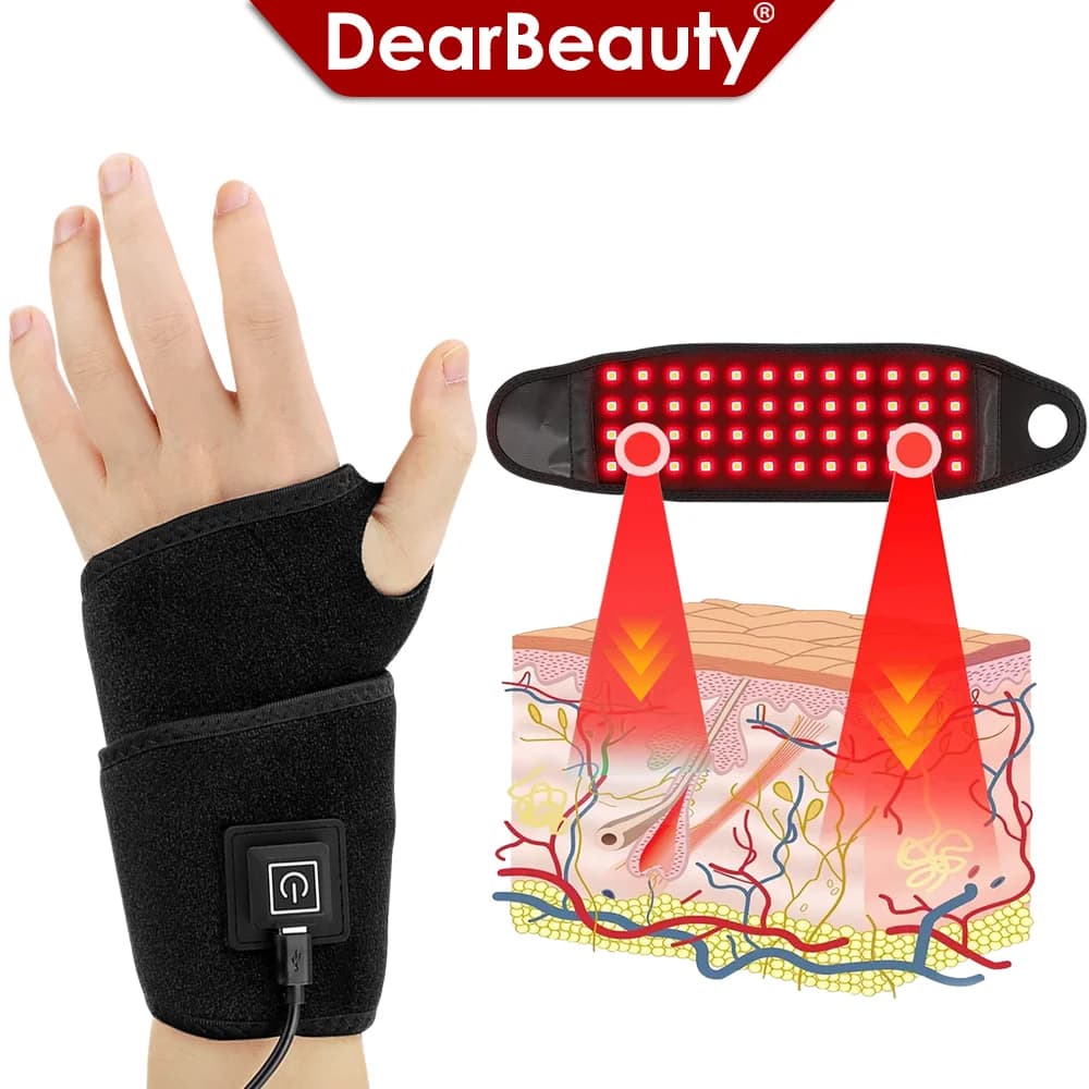 Protezione per il polso con riscaldamento a luce rossa 660nm 850nm Supporto per massaggio alle mani USB a infrarossi Supporto per cinturino da polso Tutore Protezione per le articolazioni delle mani Assistenza sanitaria