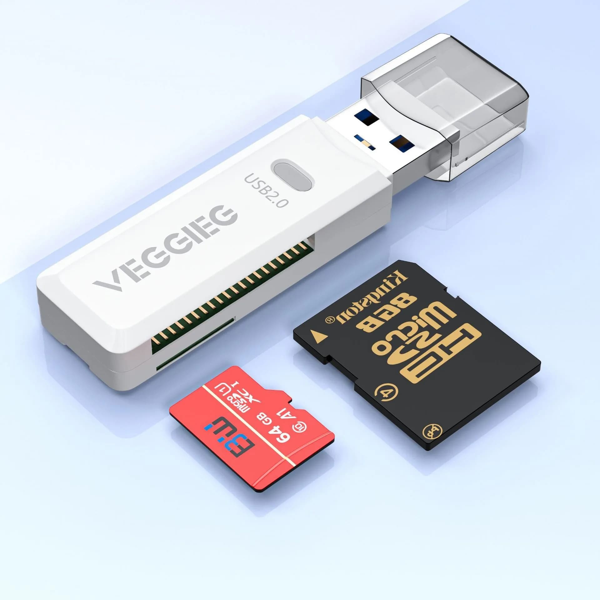 USB 2.0 Dual Slot SD TF Card Reader Portable Lanyard Hole Design Stable Data Transfer Memory Card Adapter For Camera Digital