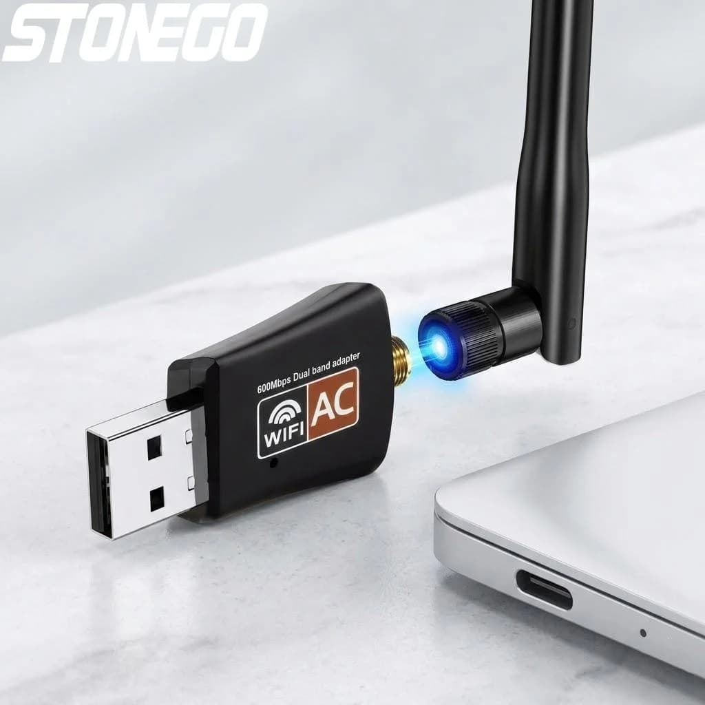 Adattatore WiFi Dual Band AC600 per PC, Mac, Linux, Windows 11/10/XP, Dongle USB Wireless con Antenna 2.4G 5GHz