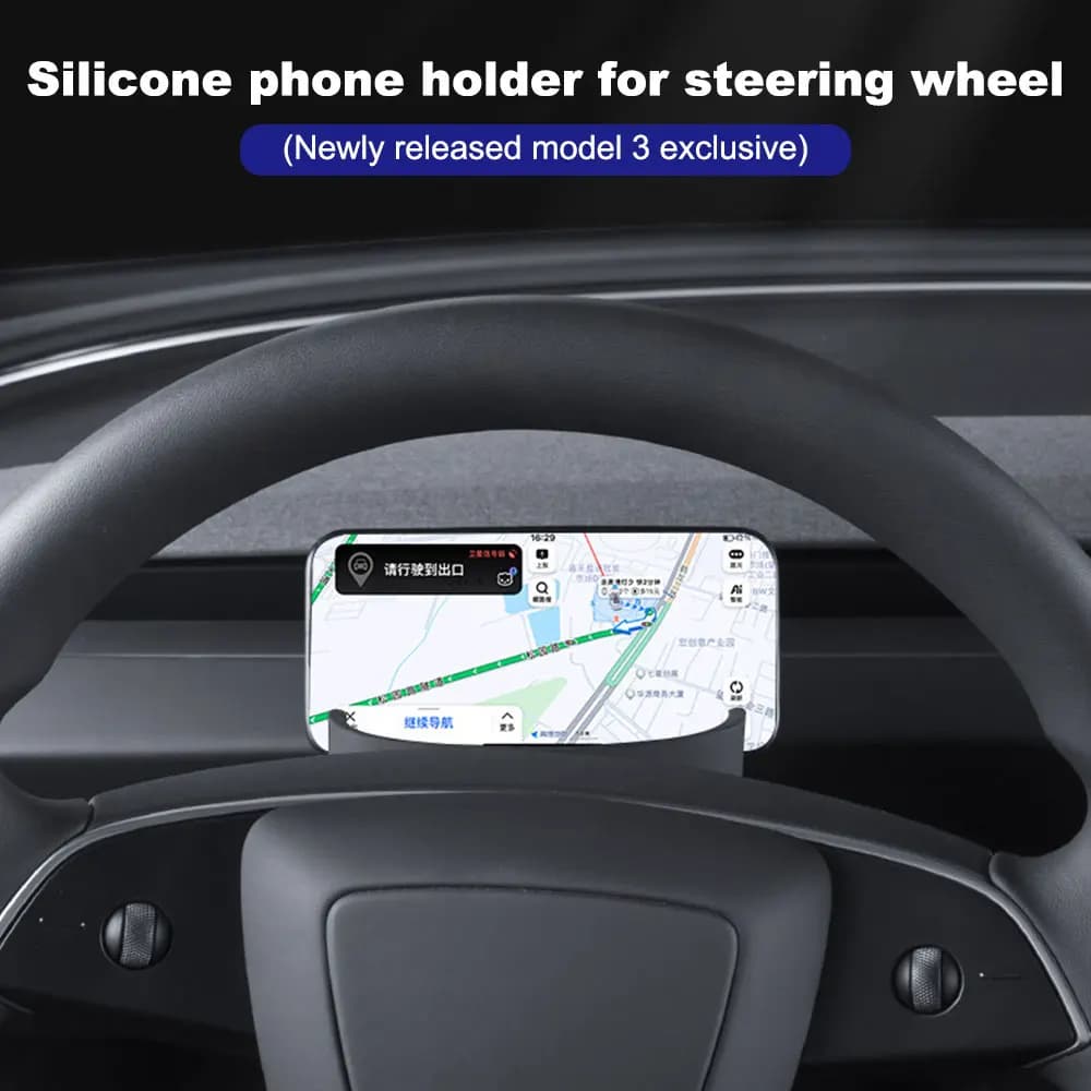 Front steering wheel glove box for Tesla Model 3 Silicone phone holder for car accessories