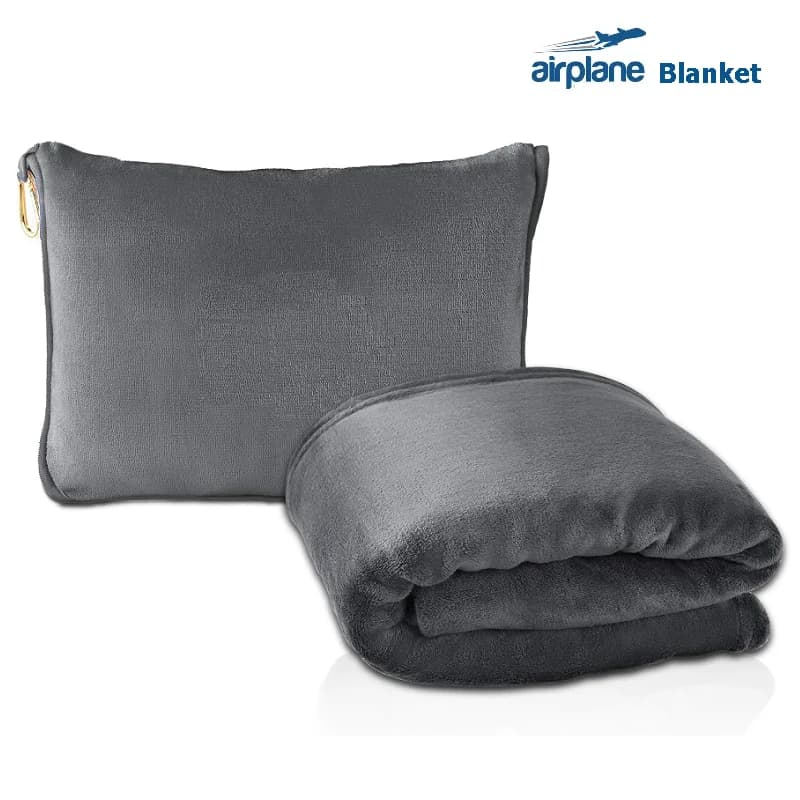 Coperta da Viaggio Compatta per Aereo con Borsa, Piccola Coperta con Cuscino da Viaggio per Voli Lunghi, Coperta Leggera per Aereo