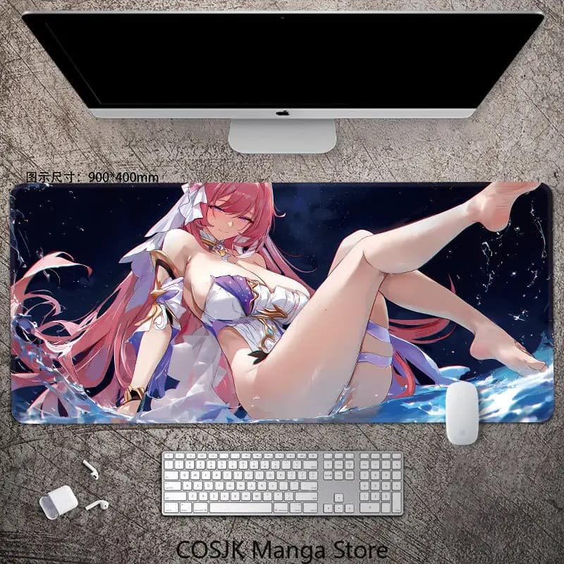 Tappetino per mouse da gioco Anime Honkai Impact 3rd, tappetino da scrivania extra large antiscivolo, accessori per scrivania da lavoro e da gioco o per computer