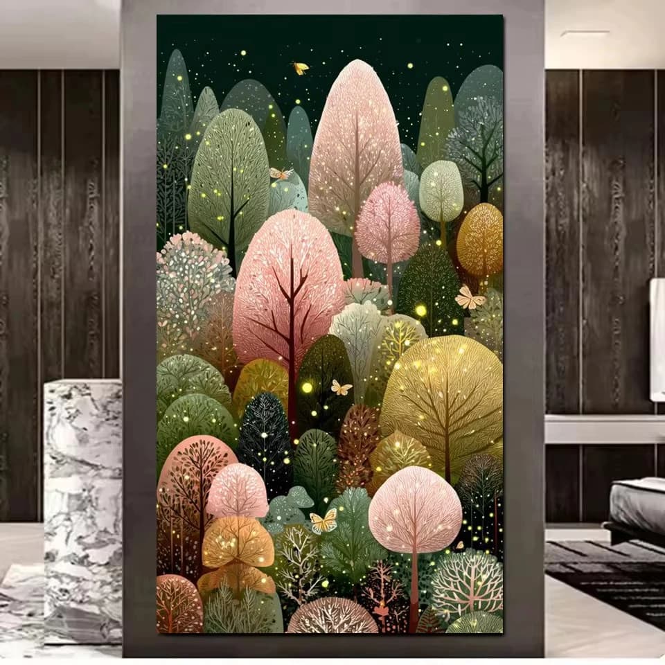 5D DIY Diamond Painting Art Magical Forest Diamond Mosaic Cross Stitch Kit Tree Landscape Rhinestone Embroidery Home Decoration