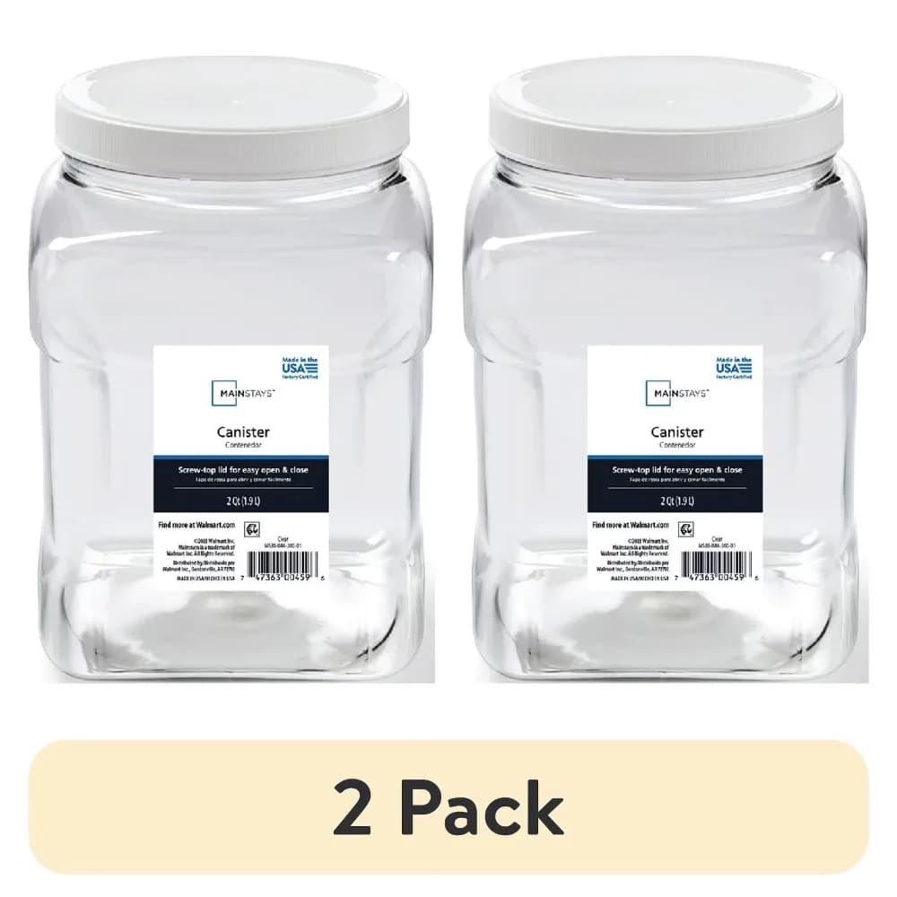 2-Pack Extra Large 4 Quart Clear Plastic Food Storage Containers with Airtight Locking Twist Top Lids, Perfect for Pantry Organization, Bulk Dry Goods, Flour, Sugar, Cereal, Pasta, Snacks, Cookie Jars, Kitchen Countertop