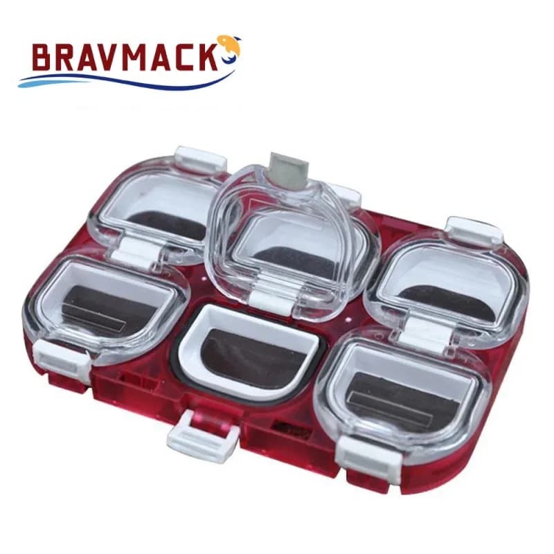 BRAVMACK Scatola Magnetica a 6 Scomparti per Attrezzatura da Pesca, Organizzatore per Accessori da Esterno, per Pescatori, Esche e Jig