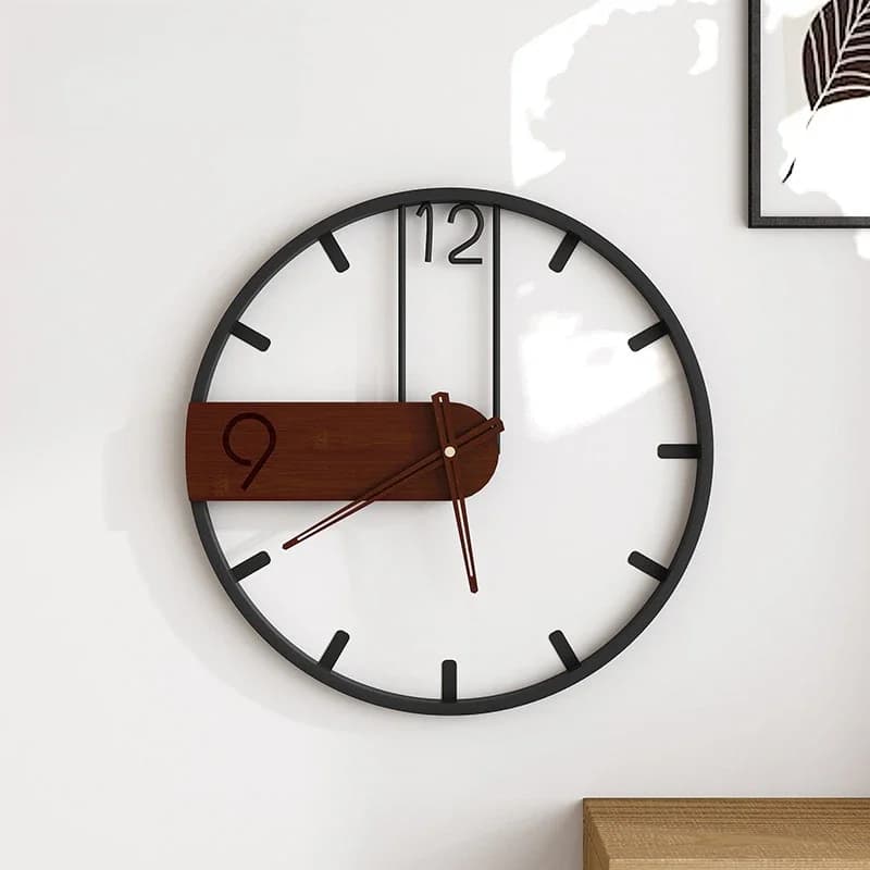 Modern Art Wall Clock Minimalist Design Metal No Drill Needed Silent for Living Room Bedroom Apartment Decor Fashion