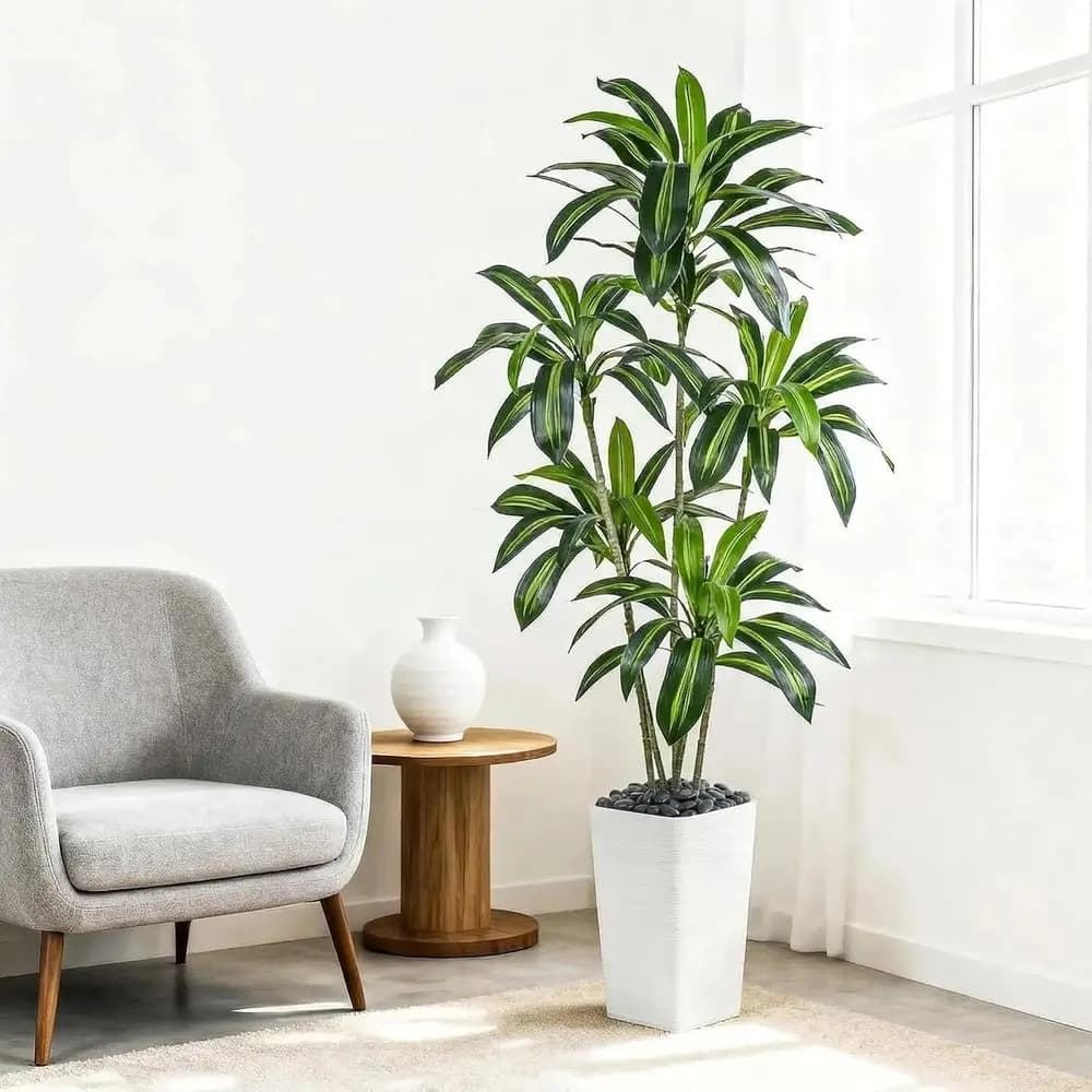 High 1,8 Meters Artificial Yucca Tree with White Vase - Tropical Floor Plant for Home Furniture, Office and Input