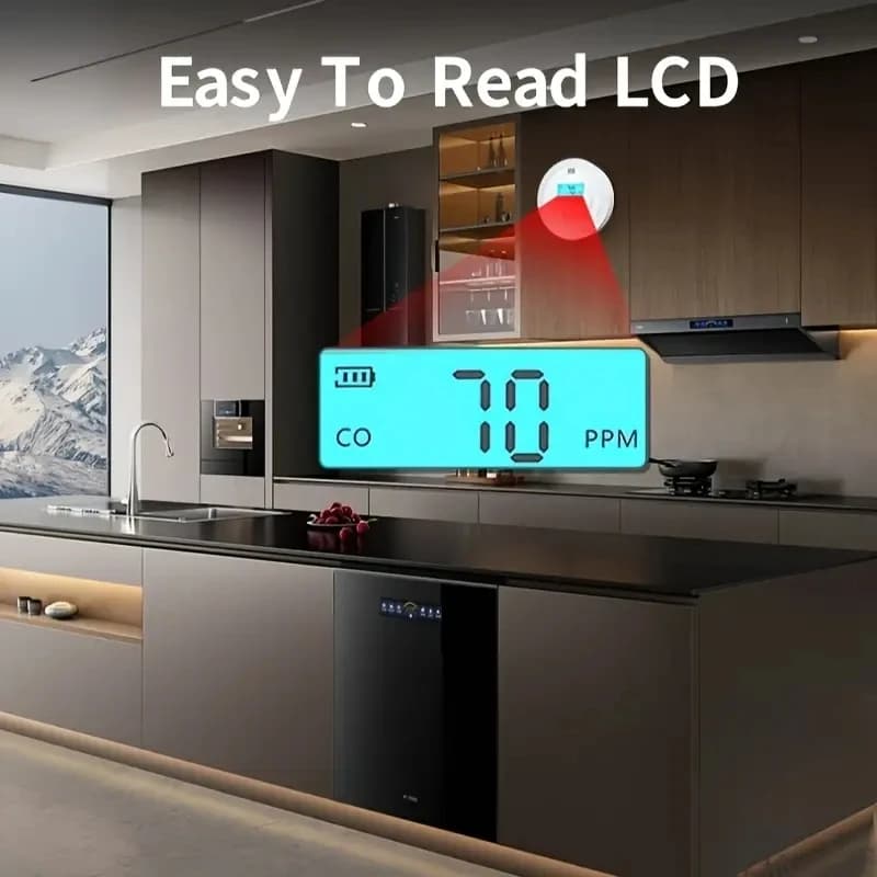 Rilevatore di monossido di carbonio XUK con display digitale, allarme CO per casa/magazzino/garage, monitor di sicurezza a batteria