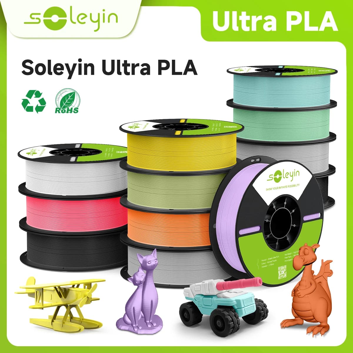 Soleyin Creality Sub Brand 12KG 1.75mm 3D Printer Filament Ultra PLA Muiti Color Vacuum High Quality Ecological for Creality