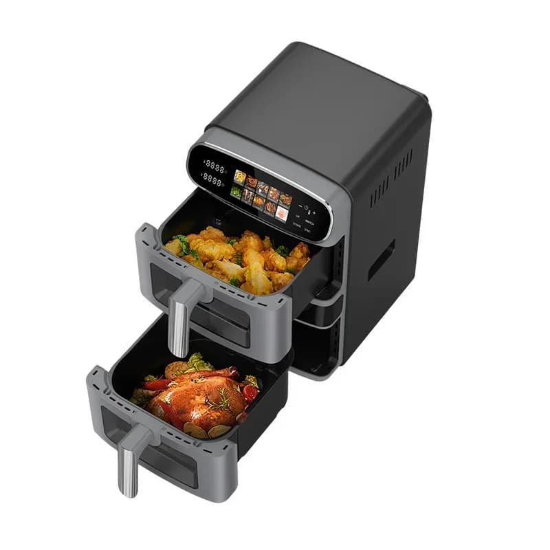 New 12L Double-Layer Air Fryer: Oil-Free Cooking, Infrared Heating, Dual-Drawer Air Fryer with 2 Fry Baskets