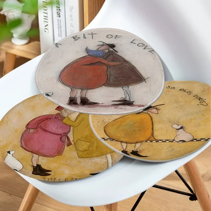 Sam Toft Art Abstract Landscape Love Dogs Pet Tie Rope Chair Mat Soft Seat Cushion Home Office Indoor Outdoor Garden Seat Mat
