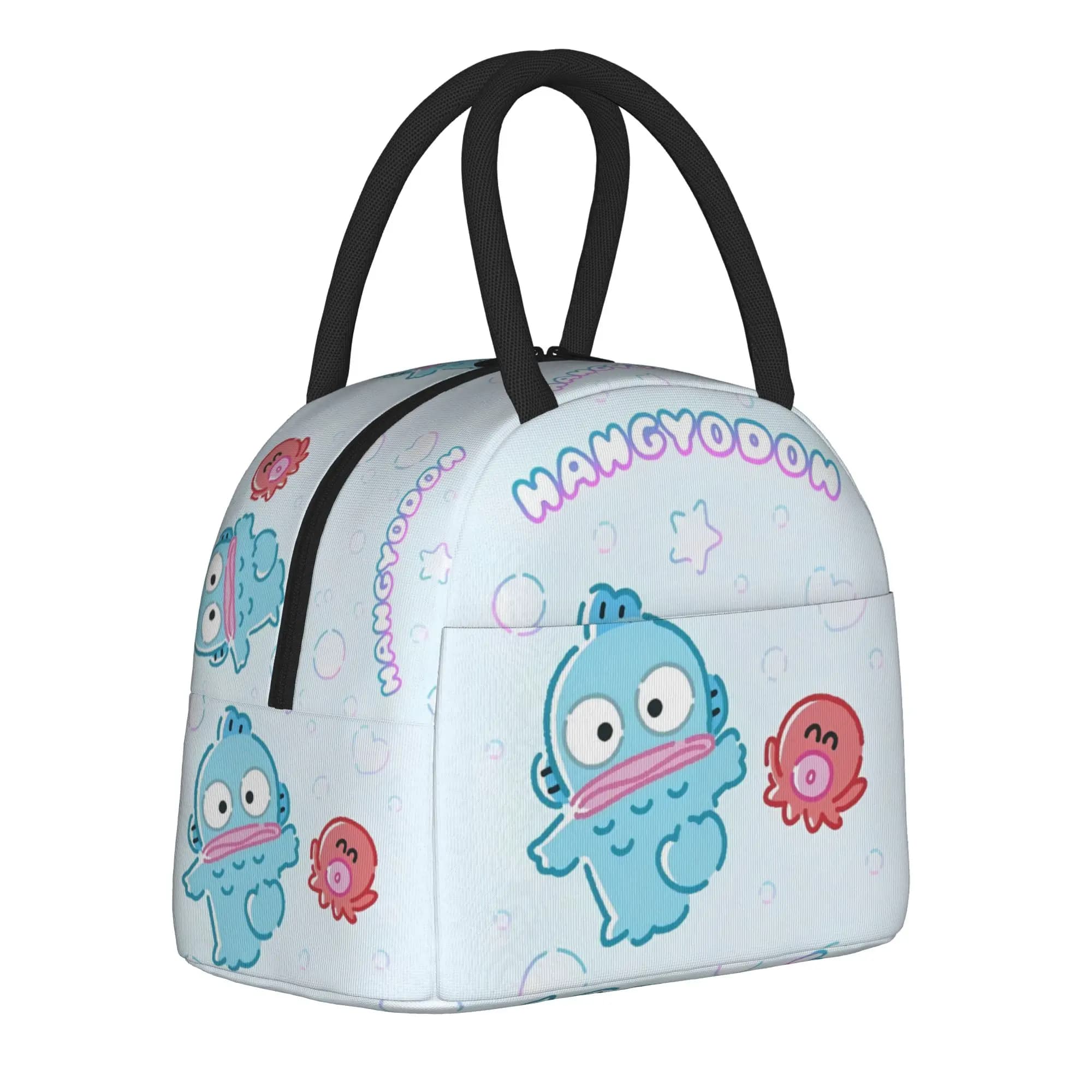 Hangyodon Pattern Insulated Lunch Bag Thermal Bag Reusable,Meal Container Cute Cartoon Large Tote Lunch Box Food Bag School
