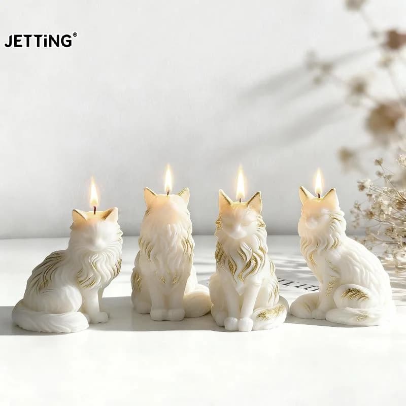 Cute Maine Coon Cat Silicone Mold DIY Scented Candle Wax Plaster Craft Pet Lover Gift Home Decor