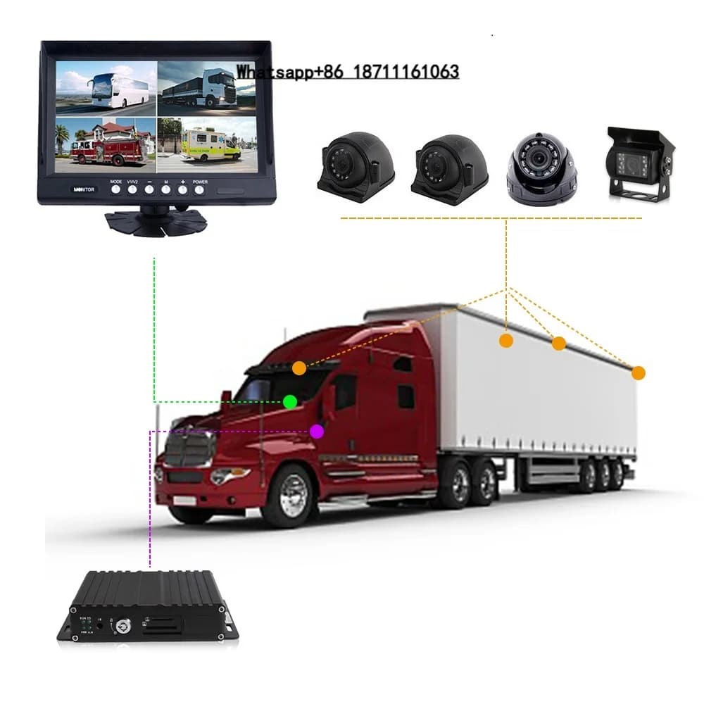 Dash Cam Digitale 720p 1080p con ADAS, Scheda SIM, per Camion, Auto, Scatola Nera, Bus, Dashcam 3G 4G WiFi MDVR DVR Sistema a 4/8 Canali