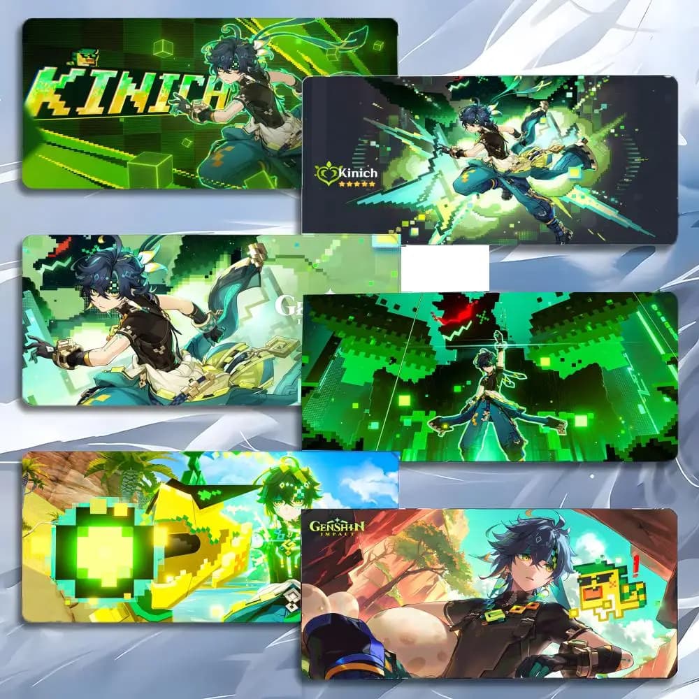 Tappetino per mouse GameCharacter Energetic Genshin Impact Kinich, tappetino per mouse grande da gioco con bordi rinforzati, tappetino da scrivania per PC