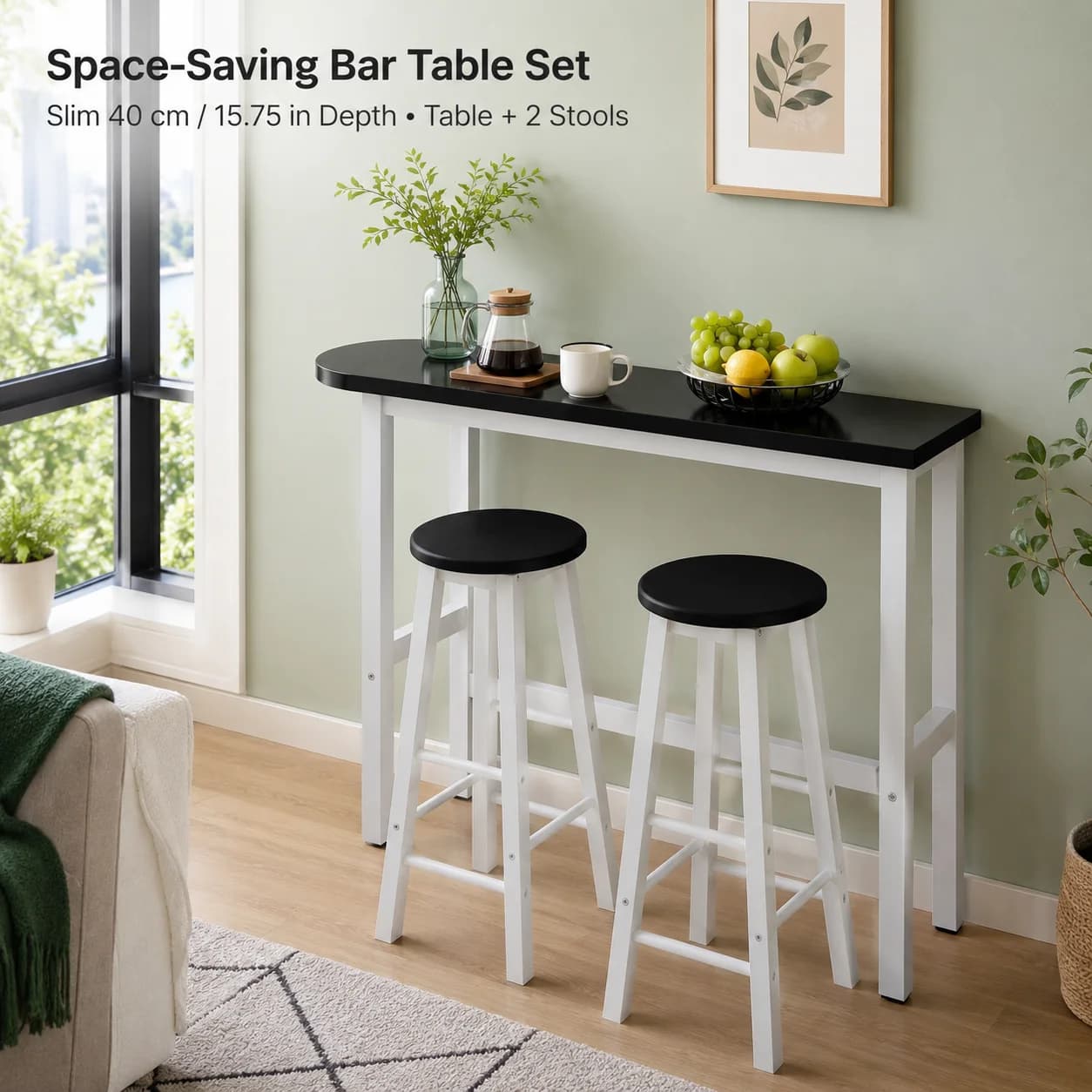 AOLIVIYA Household Solid Wood High Bar Table Wall Restaurant Kitchen Coffee Bar Table Breakfast Corner Dining Table