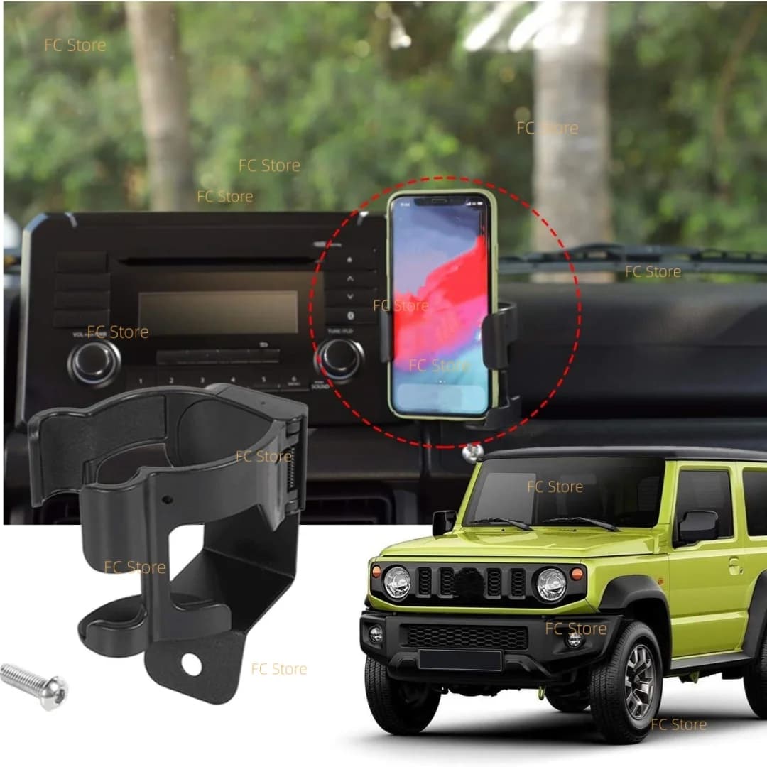 Supporto Multifunzione 2 in 1 per Telefono e Portabicchieri per Jimny JB64 JB74W 2019+, Supporto per Telefono da Auto, Portabevande