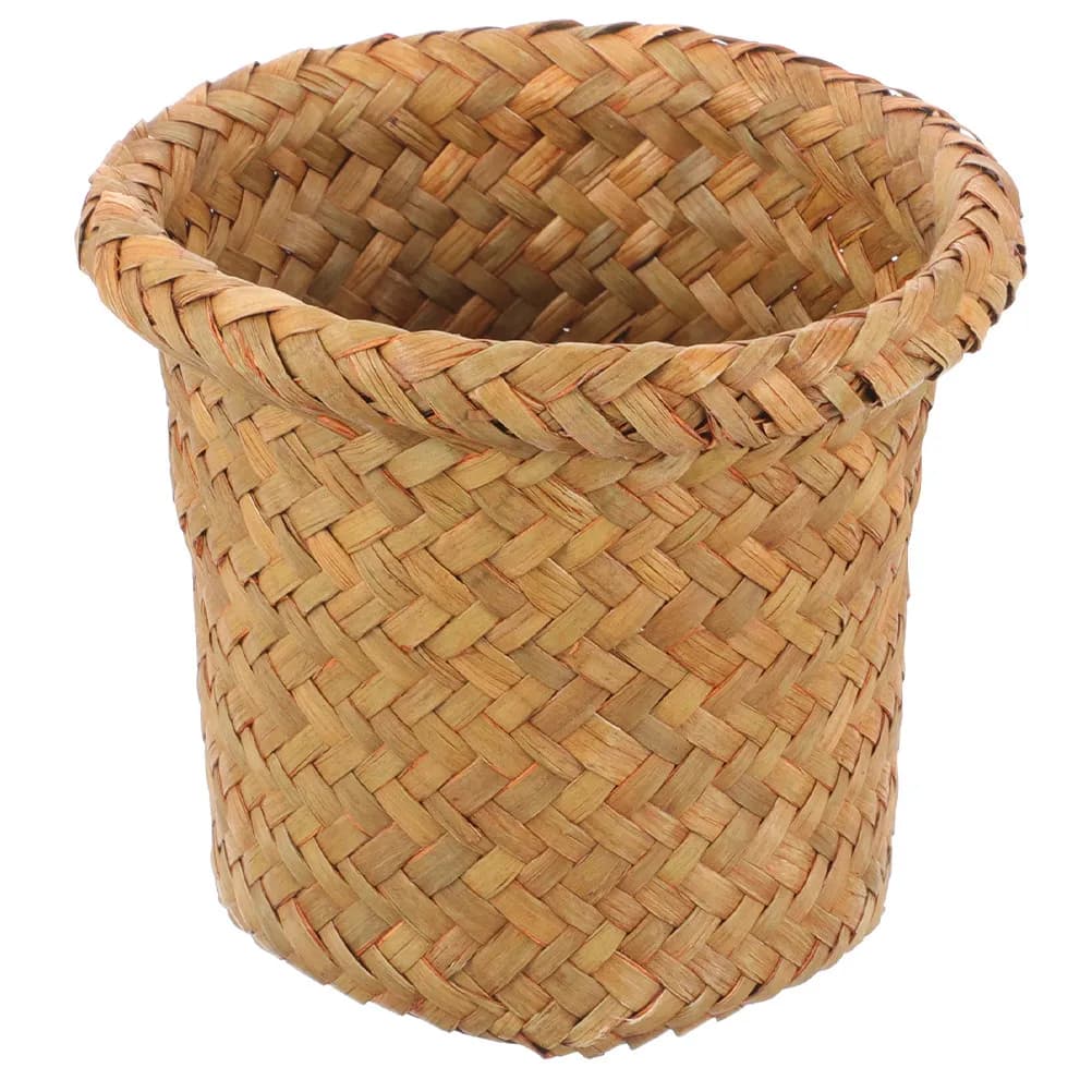 Cesto Portarifiuti Intrecciato Grande in Giunco Marino, Robusto e Antiruggine, per Camera da Letto, Bagno, Cucina, Ripostiglio